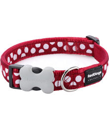 Obojek RD 15 mm x 24-36 cm - White Spots on Red