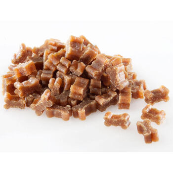 Poloměkké šťavnaté mini kostičky pro psy s vysokým podílem masa. Ideální při výcviku nebo jako chutná odměna i pro malá plemena.