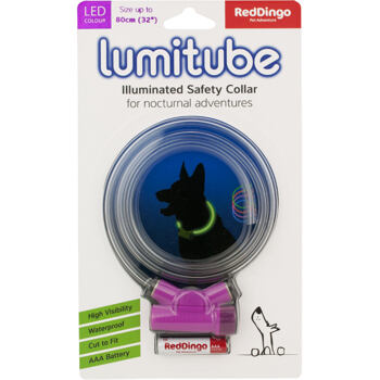 Obojek Lumitube S-L 15-80 cm fialový BEZ BATERIE