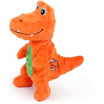 Roztomilý měkký dinosaurus se šustící výplní a pískací hlavou. Odolná plyšová hračka s pevnou podšívkou. Velikost 18 cm.